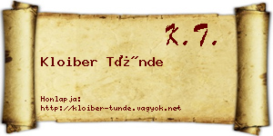 Kloiber Tünde névjegykártya
