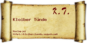 Kloiber Tünde névjegykártya